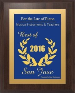 Award best of 2016 For The Love Of Piano Studio